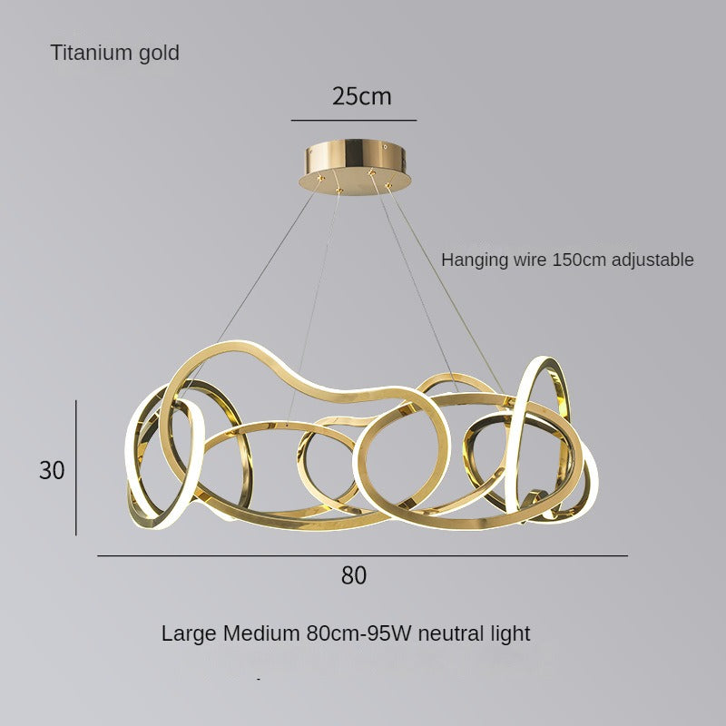 HEIKESZ Modern Simple Chandelier Light Luxury Living Room Dining Room Bedroom Creative Ring Pendant Lamp