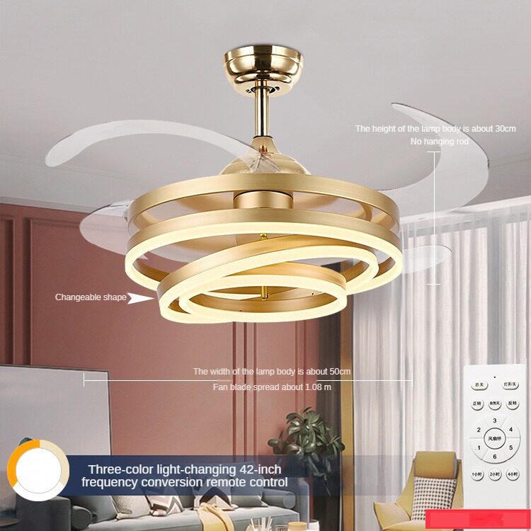 HEIKESZ Modern Nordic Ceiling Fan With LED Light 42 48 Inch Invisible Fan Remote Control For Livingroom Bedroom Restaurant Decor
