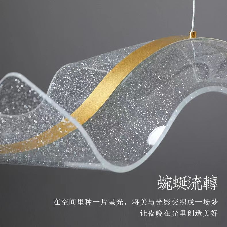 HEIKESZ Creative Ribbon Chandelier Modern Minimalist Luxury Designer Lamp for Restaurant Bar Living Room Artistic Light