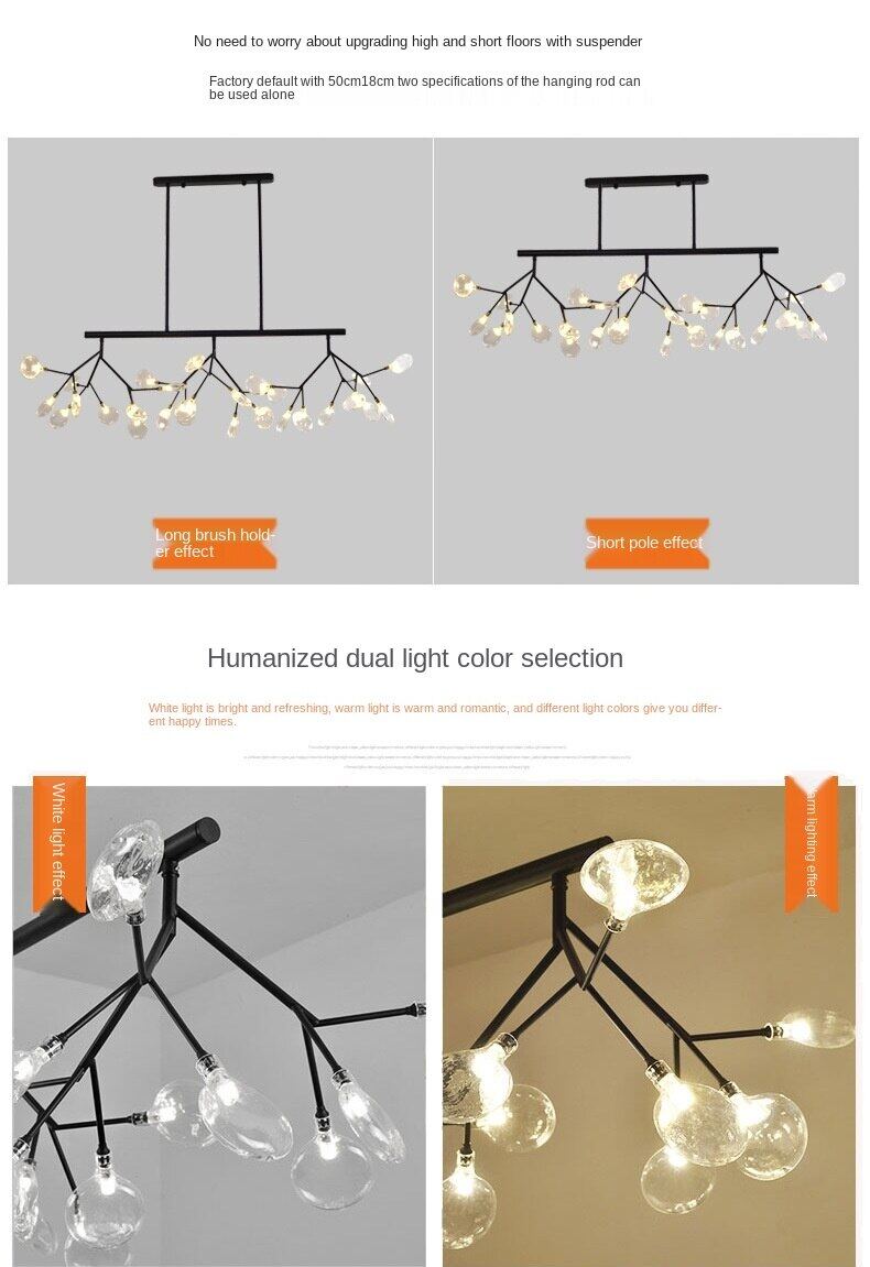 HEIKESZ New Nordic Chandelier Post-Modern Creative Firefly LED Dining Room Ceiling Light Affordable Luxury Lighting for Living Room Bedroom