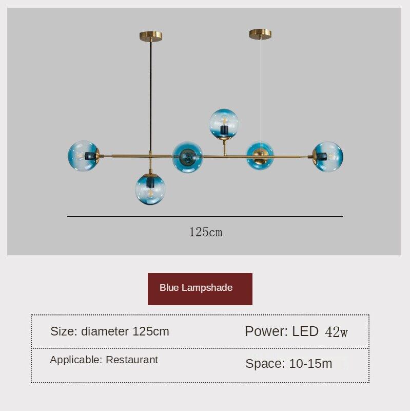 HEIKESZ Modern Minimalist Iron 6-Head Ceiling Lamp for Restaurant Bar Living Room LED Lighting Hanging Chandelier