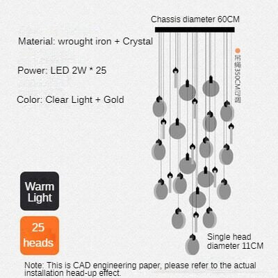 HEIKESZ Modern Minimalist Crystal Long Chandelier for Staircase Loft Villa Nordic LED Ceiling Light Dining Living Room Bedroom Pendant