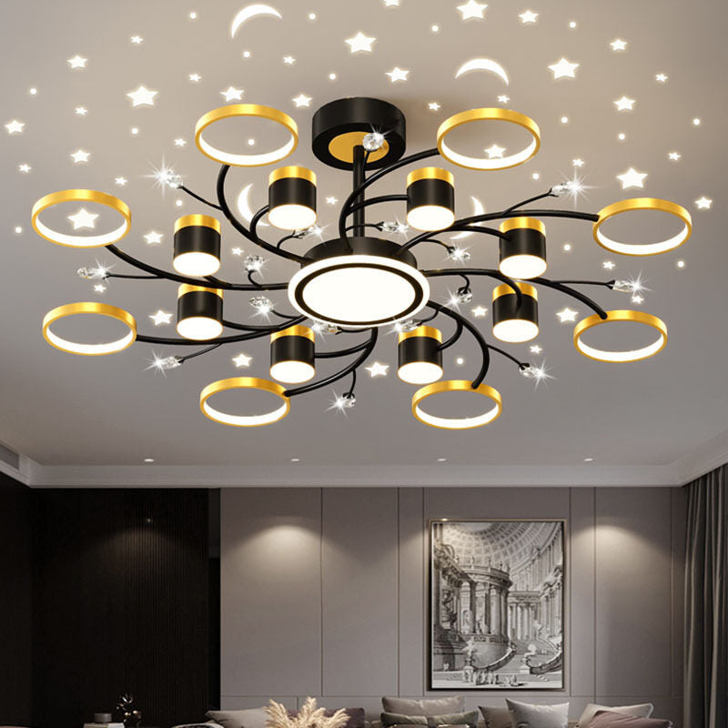 HEIKESZ Modern Starry Sky Projection Ceiling Lamp for Living Room Bedroom Coffee Shop Nordic Style Star Light