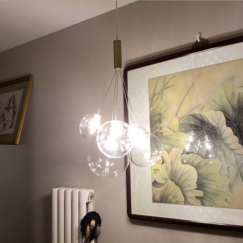 HEIKESZ Nordic Glass Hanging Lamp Minimalist Starry Soap Bubble Ball Lighting for Living Room Bedroom Restaurant Decor