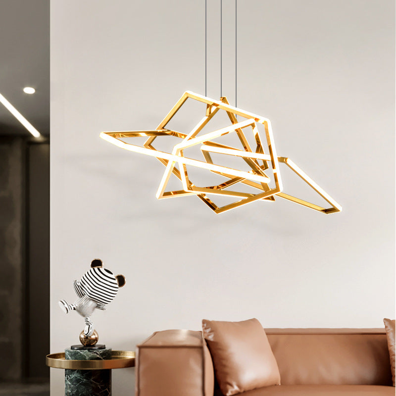 HEIKESZ Post-Modern Light Luxury Chandelier Lamp in the Living Room Designer Creative Art Villa Dining-Room Lamp Minimalistic Stainless Steel Chandelier