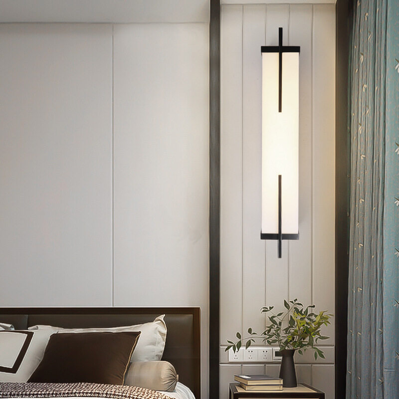 HEIKESZ Modern Chinese Style Wall Lamp Minimalist Living Room Bedside Lighting Stair Aisle TV Background Decoration