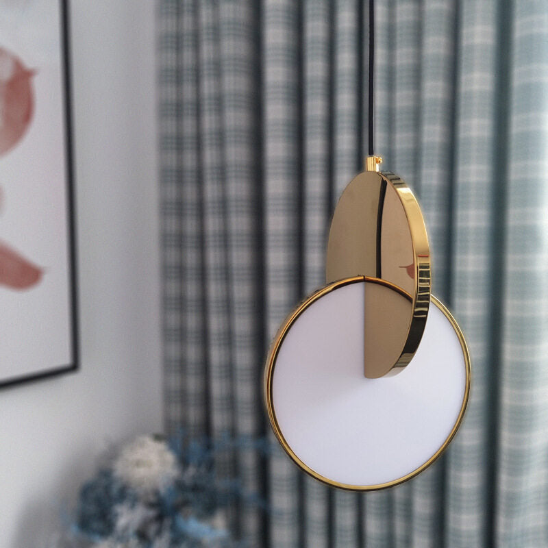 HEIKESZ Nordic Eclipse Single-Head Droplight Stainless Steel Modern Bedroom Light Luxury Restaurant Bar Creative Designer Lighting