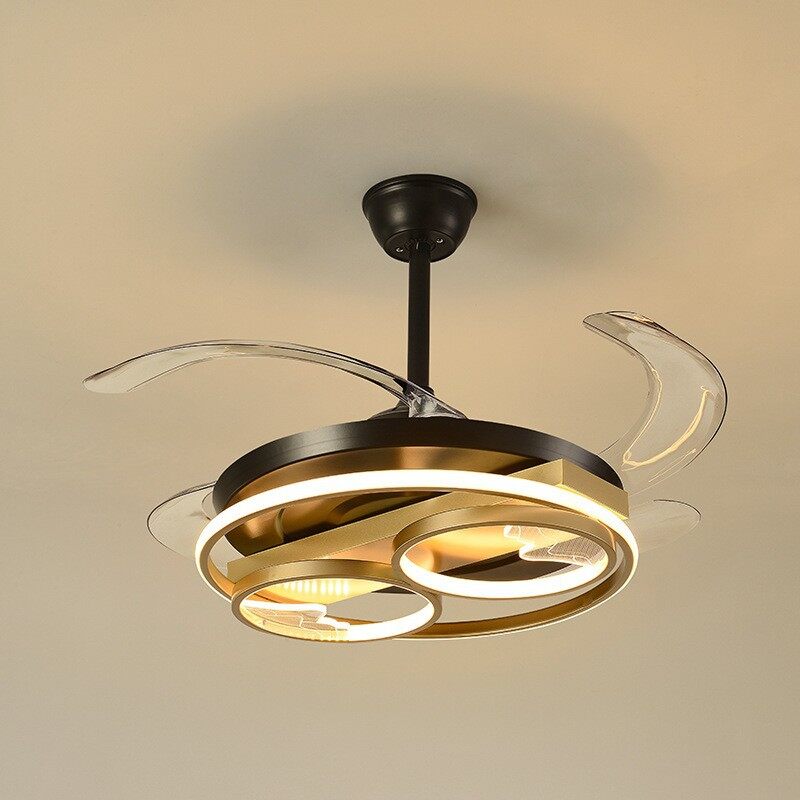 HEIKESZ New Chinese Style 42 48-inch Invisible Ceiling Fan with LED Light Simple Electric Fan Lamp for Home Master Bedroom Livingroom Restaurant