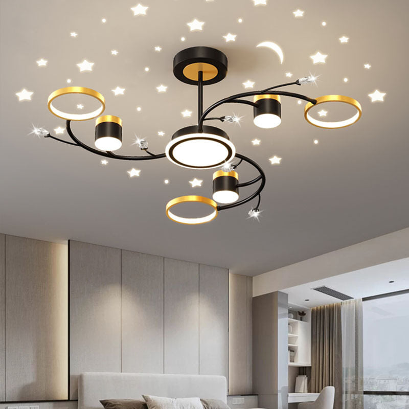 HEIKESZ Modern Starry Sky Projection Ceiling Lamp for Living Room Bedroom Coffee Shop Nordic Style Star Light