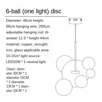 HEIKESZ Nordic Creative Post Modern Art Magic Bean Bubble Lamp Mickey Glass Chandelier for Living Room Bedroom Dining LED Lighting