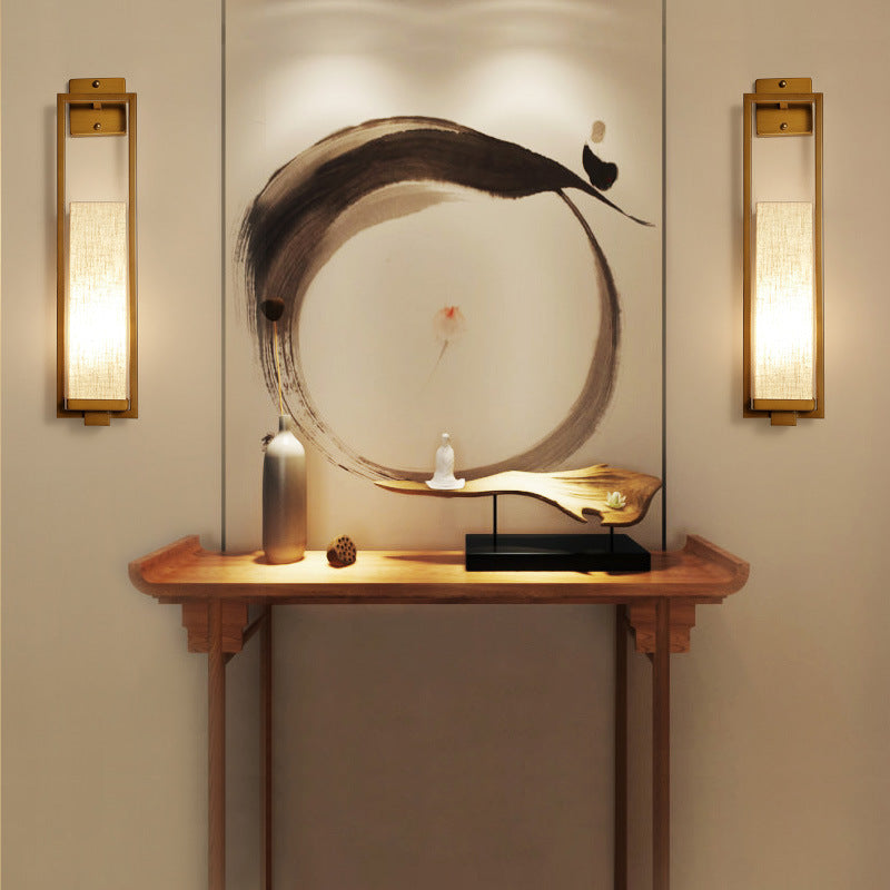 HEIKESZ Chinese Wall Lamp Bronze Classical Long Wall Light for Living Room Bedroom Hotel Guest Room Corridor Decor