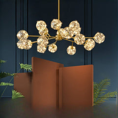 HEIKESZ Nordic Copper Chandelier Modern Minimalist Magic Bean Bubble Lamp for Living Room Dining Room Bedroom Ceiling Light