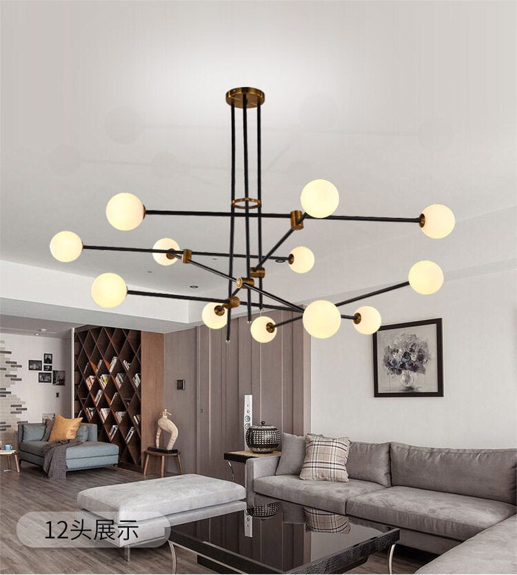 HEIKESZ 2023 Modern Line Chandelier Nordic Glass Ball Droplight for Dining Room Living Room Bar Study Model Room