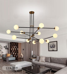 HEIKESZ 2023 Modern Line Chandelier Nordic Glass Ball Droplight for Dining Room Living Room Bar Study Model Room