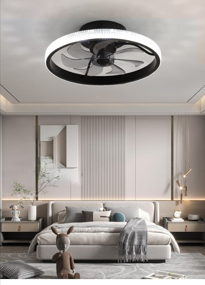 HEIKESZ Modern Ceiling Fan Lamp with LED Crystal Lights Remote Control Luxury Bedroom Living Room Restaurant Light Wholesale Nordic Minimalist Design