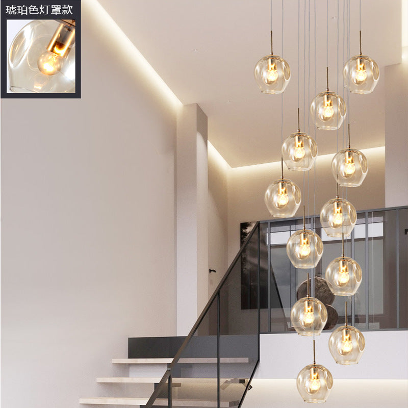 HEIKESZ Nordic Modern Minimalist Glass Chandelier Luxury Meteor Shower Long Pendant Light for Living Room Dining Bedroom Ceiling