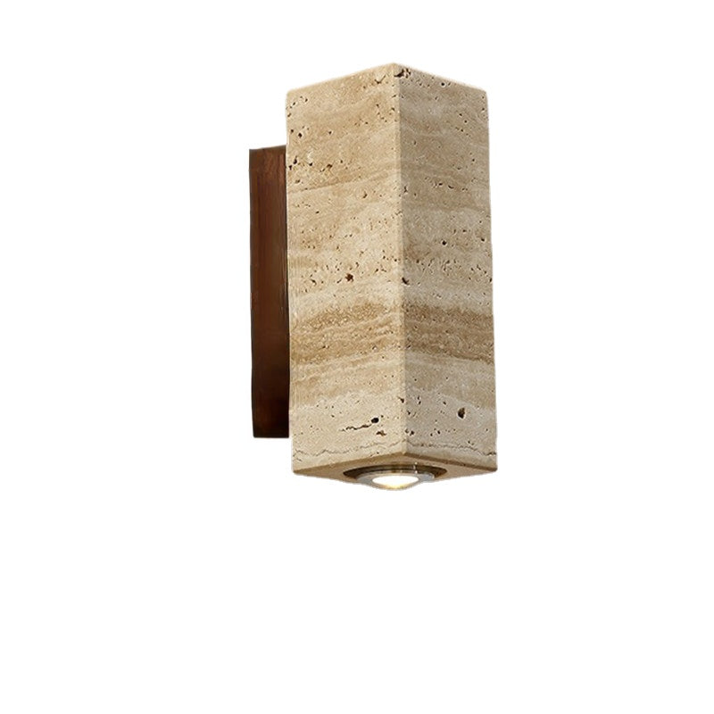 HEIKESZ Natural Yellow Cave Stone Wall Lamp Japanese Style Silent Bedroom Bedside Light for Living Room