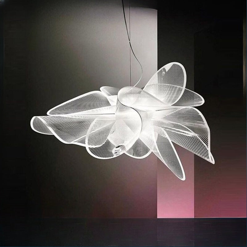 HEIKESZ Modern Transparent Flower Chandelier Italian Designer LED Ceiling Light for Living Room Bedroom Restaurant Nordic Creative Hanging Lamp