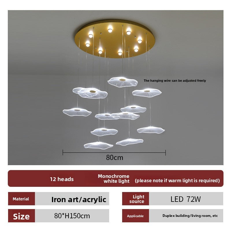 HEIKESZ Modern Danish Chandelier Simple Empty Lotus Leaf LED Lighting for Restaurant Living Room Dining Bar Nordic Ceiling Fixture