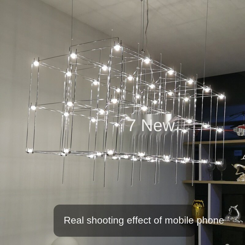 HEIKESZ Starry Cubic Chandelier Luxury Large Light Cube for Living Room Hotel Lobby Restaurant Custom Lighting Sky Lamp Starry Sky Design