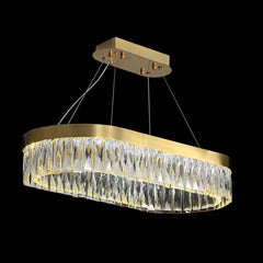 HEIKESZ Modern Luxury Crystal Chandelier Round Stainless Steel Ceiling Light for Living Room Dining Bedroom Hotel Club