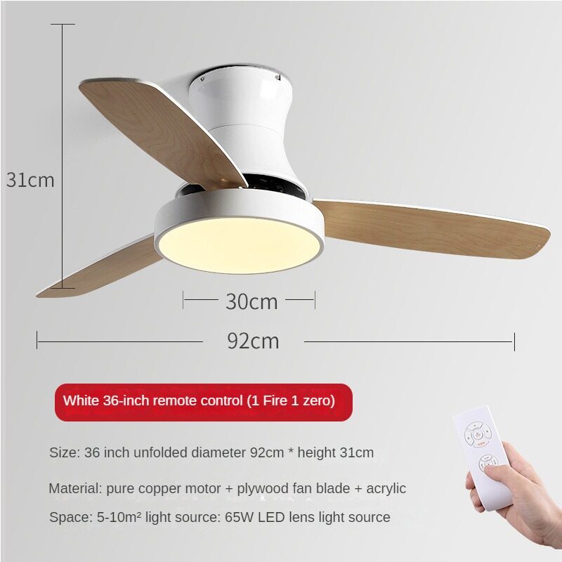 HEIKESZ Nordic Fan Lamp Modern Minimalist Ceiling Fan LED Light Mute Home Decoration Fan Style Ceiling Lamp