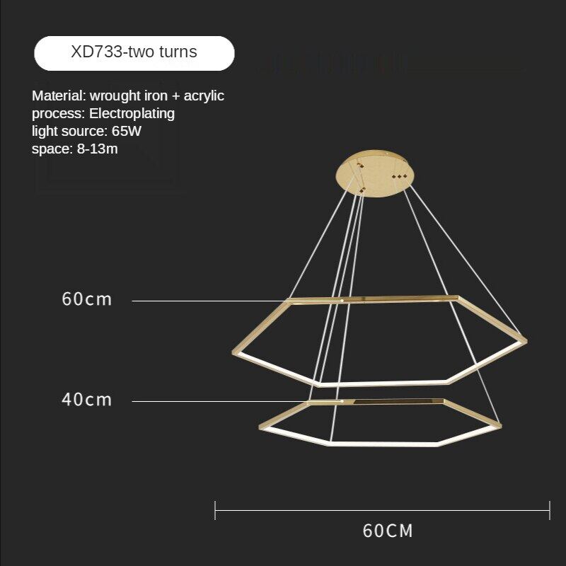 HEIKESZ Post-Modern Geometric Designer Golden Mirror Hexagonal Chandelier Luxury Stainless Steel Industrial Style Warm Light for Living Room Bedroom Ceiling Lighting