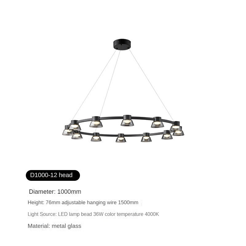 HEIKESZ Modern Minimalist Chandelier Long Glass Nordic Style Lighting for Living Room Bedroom Restaurant Bar