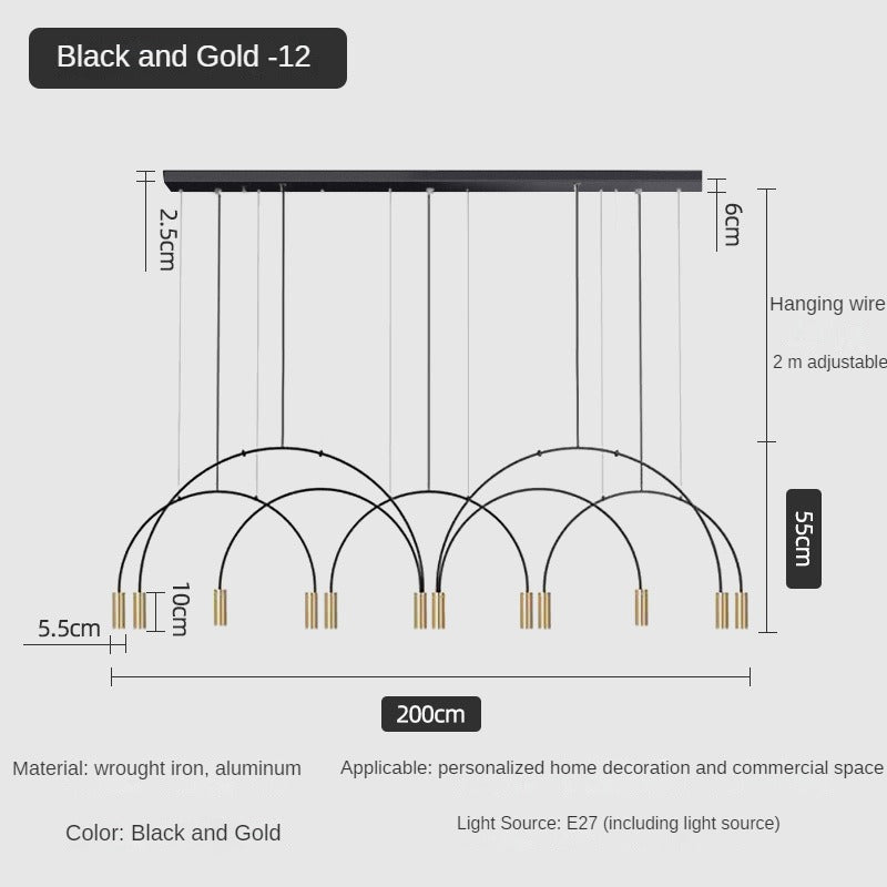 HEIKESZ Luxury Nordic Modern Chandelier Light Creative Arch Dining Table Strip Lamp Internet Celebrity Bar Light