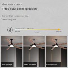 HEIKESZ Large Wind Wooden Leaf Fan Lamp Nordic Living Room Frequency Conversion Commercial Retro Restaurant Industrial Big Fan Chandelier