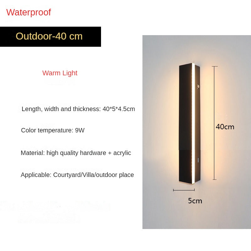 HEIKESZ Outdoor Waterproof LED Wall Lamp Nordic Minimalist Line Light for Garden Villa Door