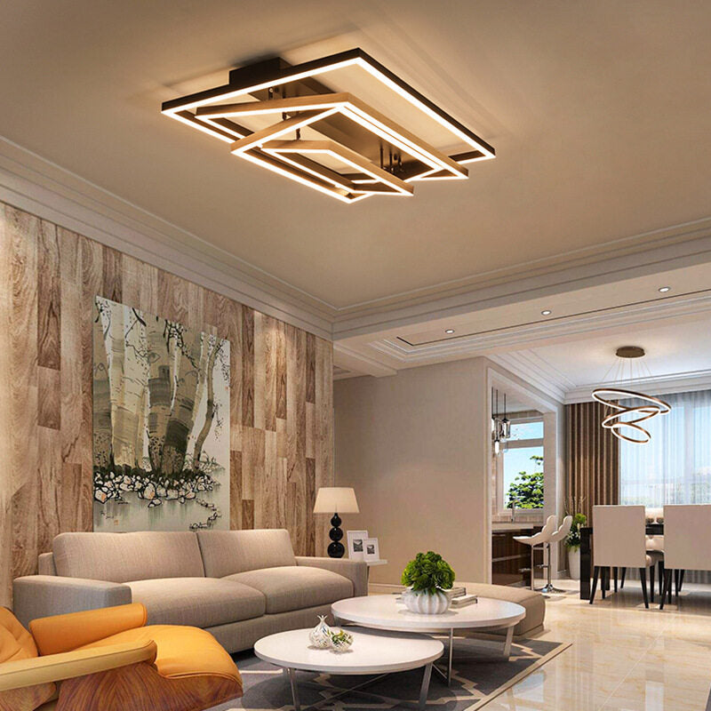 HEIKESZ Modern LED Ceiling Lamp Luxury Rectangular Nordic Chandelier for Living Room Bedroom Warm Light Surface Mounted Luminaire