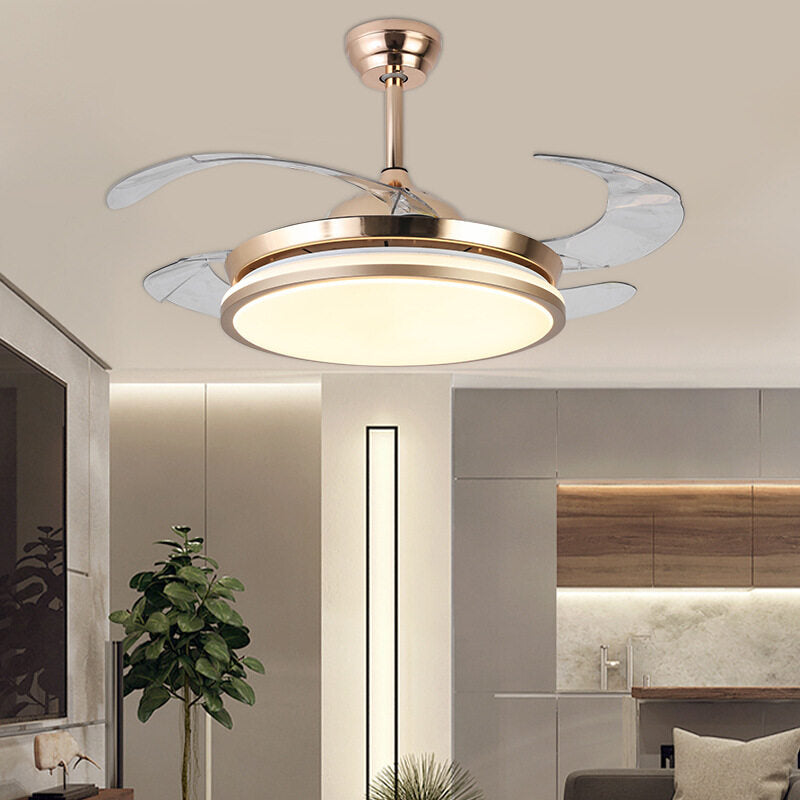 HEIKESZ Ultra-Thin Ceiling Fan Light Invisible Integrated Modern Minimalist Chandelier for Living Room Bedroom Dining Room