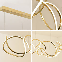 HEIKESZ Modern Stainless Steel Wave Chandelier Luxury Hotel Villa Decorative Lighting Special-Shaped Design