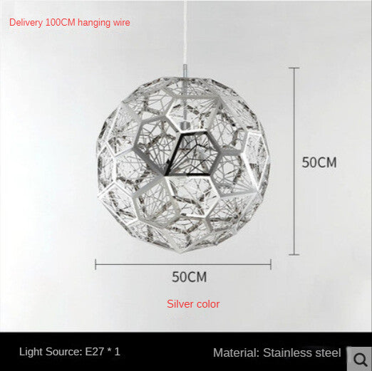 HEIKESZ Post-Modern Nordic Art Geometric Stainless Steel Round Diamond Ball Pendant Lamp Creative Chandelier for Living Room Bedroom Bar Restaurant Lighting
