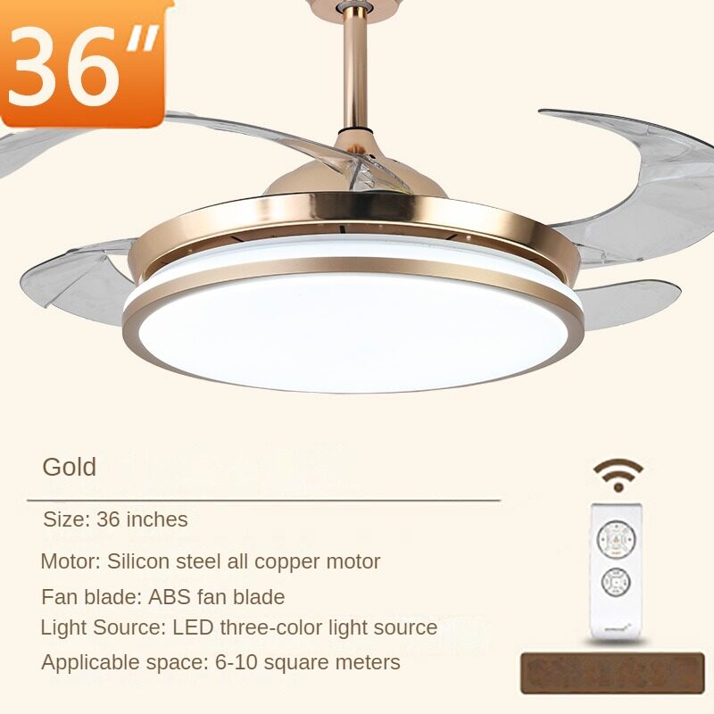 HEIKESZ Ultra-Thin Ceiling Fan Light Invisible Integrated Modern Minimalist Chandelier for Living Room Bedroom Dining Room