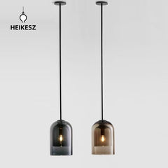 HEIKESZ Nordic Minimalist Pendant Lamp Single Head Glass Chandelier Creative Bedroom Ceiling Light Fixtures for Dining Room Bar Bedside Decor