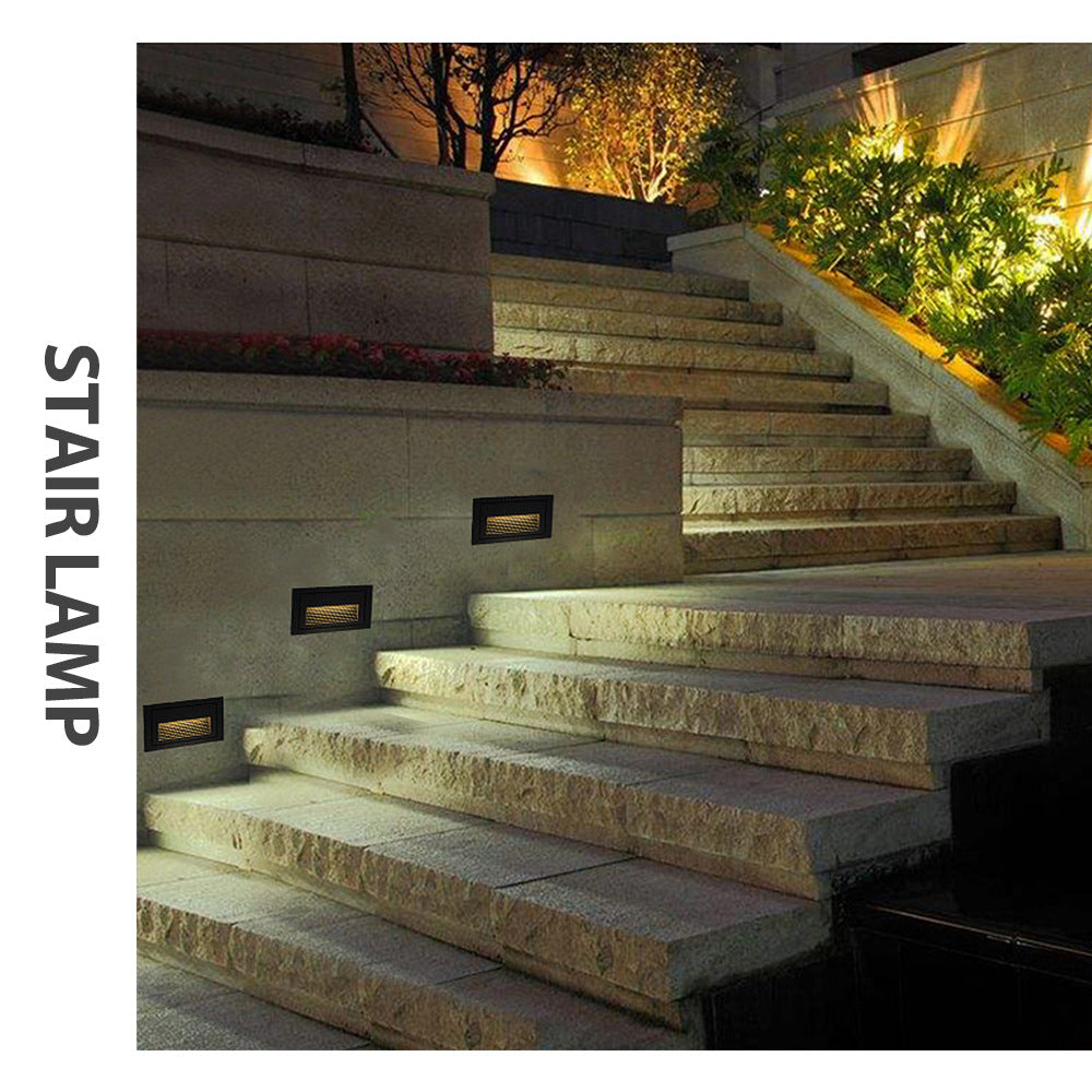 Heikesz Waterproof LED Step Light Outdoor Concealed Stair Ladder Footlight Embedded Wall Lamp for Safe Night Lighting