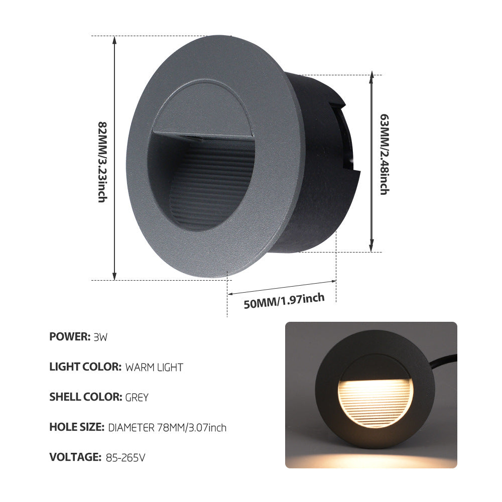 Heikesz Waterproof LED Step Light Outdoor Concealed Stair Ladder Footlight Embedded Wall Lamp for Safe Night Lighting