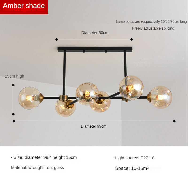 HEIKESZ Nordic Magic Bean Molecular Lamp Modern Glass Ball Chandelier for Living Room Bedroom Dining Room Warm Lighting Ceiling Decor