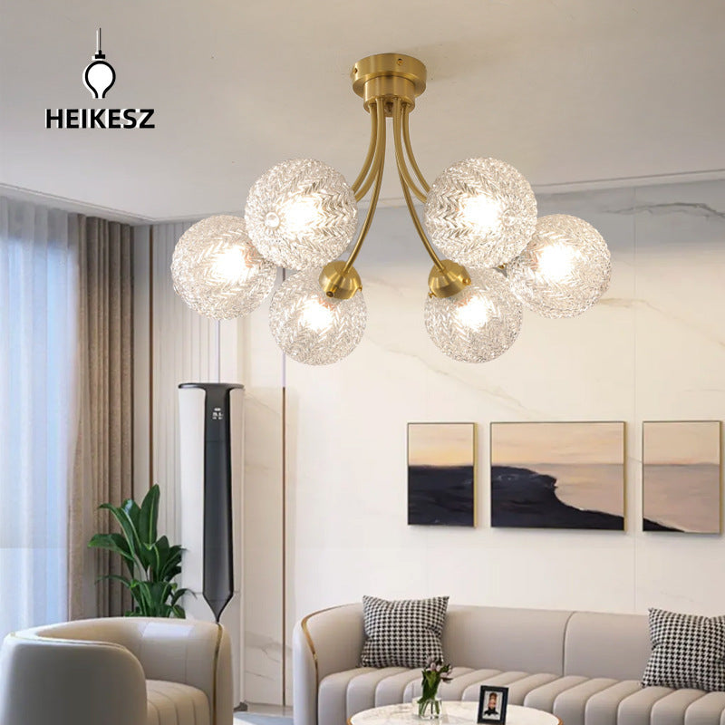 HEIKESZ Modern Nordic Glass Globe Chandelier for Bedroom Living Room Dining Room Study - American Style Designer Ceiling Light