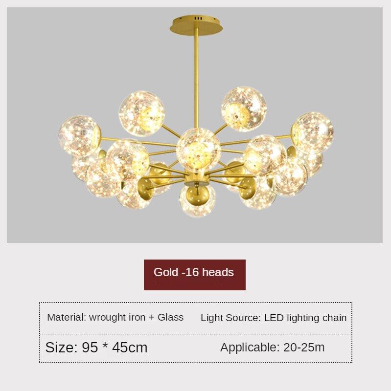 HEIKESZ Nordic Copper Chandelier Modern Minimalist Magic Bean Bubble Lamp for Living Room Dining Room Bedroom Ceiling Light