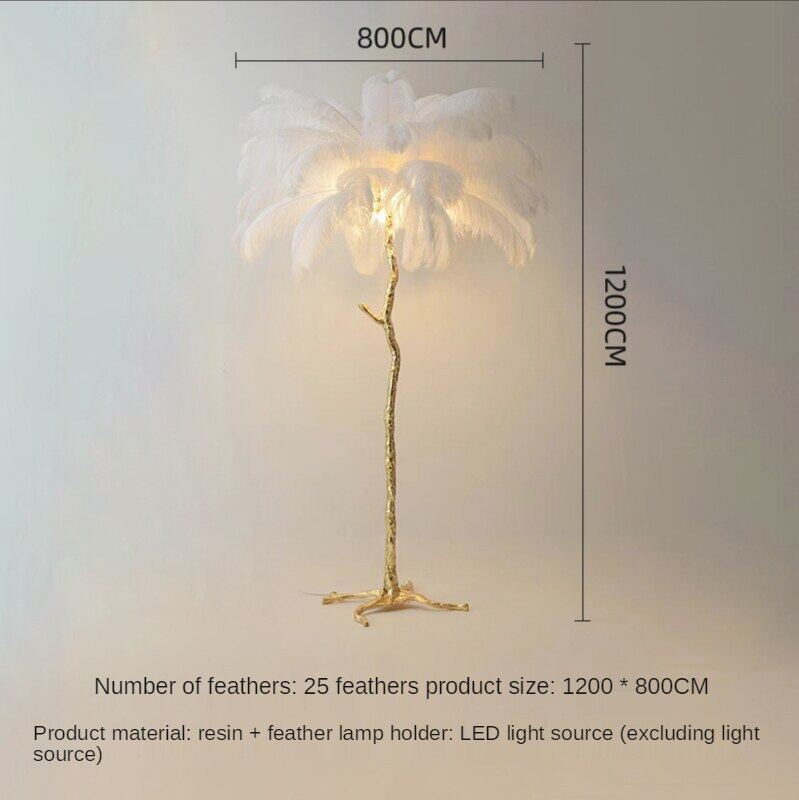 HEIKESZ Resin Feather Floor Lamp for Living Room Bedroom Nordic Style Atmosphere Light Luxury Copper Base Ins Trendy Lighting