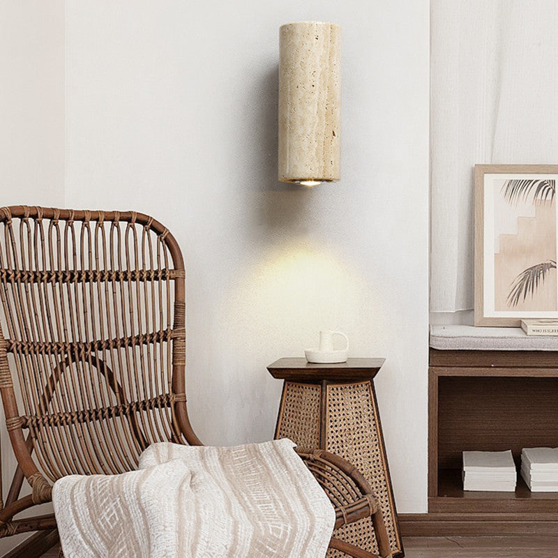 HEIKESZ Natural Yellow Cave Stone Wall Lamp Japanese Style Silent Bedroom Bedside Light for Living Room