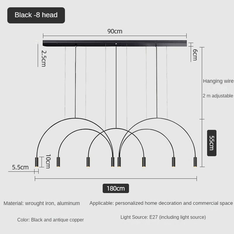 HEIKESZ Luxury Nordic Modern Chandelier Light Creative Arch Dining Table Strip Lamp Internet Celebrity Bar Light