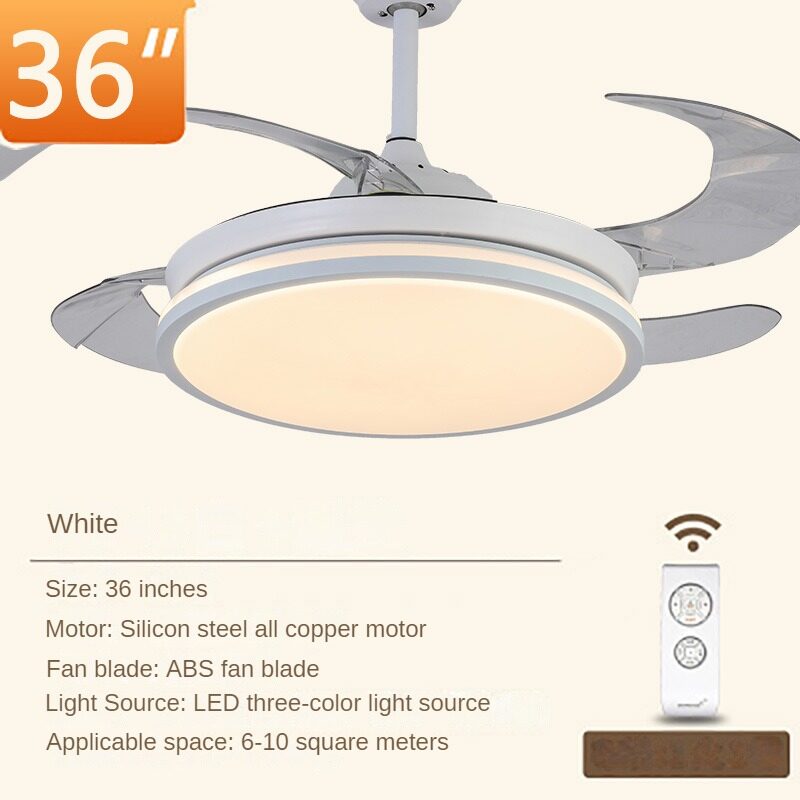 HEIKESZ Ultra-Thin Ceiling Fan Light Invisible Integrated Modern Minimalist Chandelier for Living Room Bedroom Dining Room