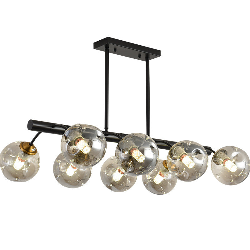 HEIKESZ Modern Long Dining Table Lamp Magic Bean Glass Chandelier Light Luxury Personality Living Room Study Bedroom Lighting