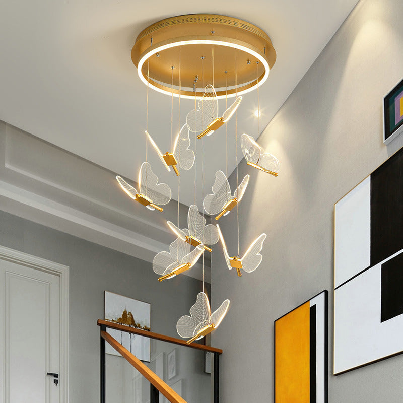 HEIKESZ Nordic Modern Minimalist LED Chandelier Acrylic Butterfly Creative Art Light for Living Room Dining Room Ceiling Pendant