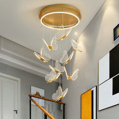 HEIKESZ Nordic Modern Minimalist LED Chandelier Acrylic Butterfly Creative Art Light for Living Room Dining Room Ceiling Pendant