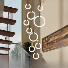 HEIKESZ Nordic Modern Minimalist Rotating Duplex Chandelier LED Ceiling Light for Living Dining Room Bedroom Villa Pendant